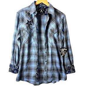 NWT Rock Roll N Soul MASTER OF PUPPETS STAR Pearl Snap Shirt Mens Western Medium